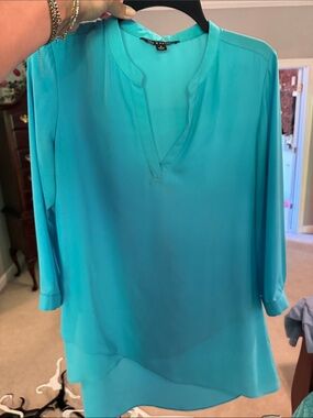 Zac & Rachel Turquoise V-Neck Long-Sleeve Tunic